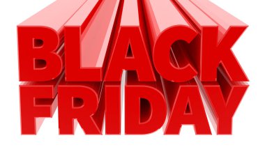 Beyaz arka plan 3d render üzerinde Black Friday kelime