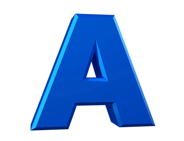 Den blå bokstaven A på vit bakgrund 3d återgivning — Stockfoto