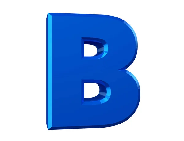 Huruf biru B pada latar belakang putih 3d rendering — Stok Foto