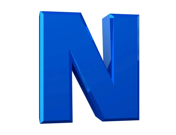 The blue letter N on white background 3d rendering — Stock Photo, Image