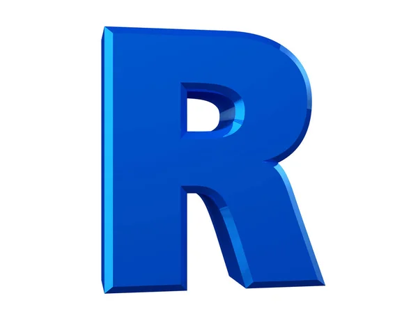 Den blå bokstaven R på vit bakgrund 3d återgivning — Stockfoto