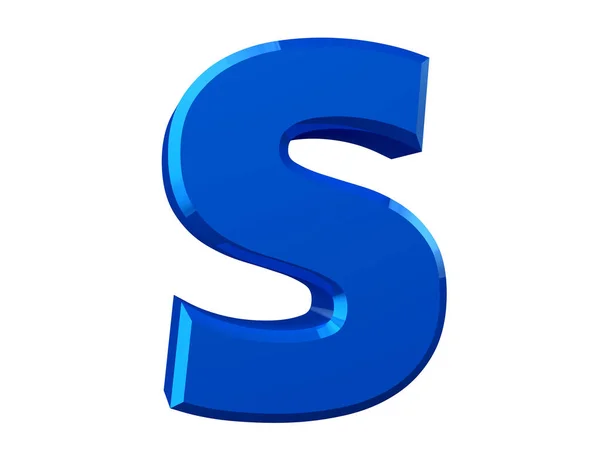 A letra azul S no fundo branco 3d renderização — Fotografia de Stock