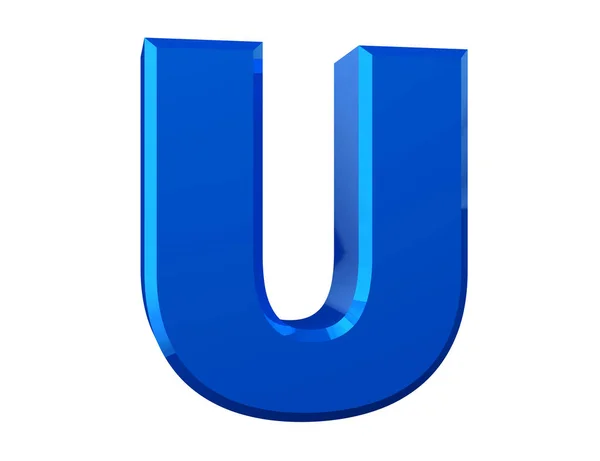 The blue letter U on white background 3d rendering — Stock Photo, Image