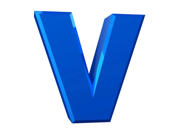 Niebieska litera V na białym tle renderowania 3d — Zdjęcie stockowe