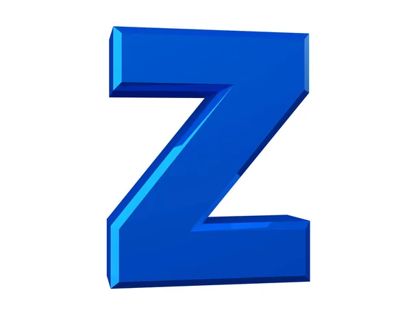 Den blå bokstaven Z på vit bakgrund 3d återgivning — Stockfoto