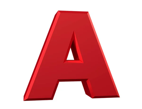 Czerwona litera A na białym tle renderowania 3D — Zdjęcie stockowe