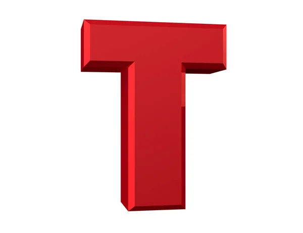 Красная буква Т на белом фоне 3D рендеринга — стоковое фото