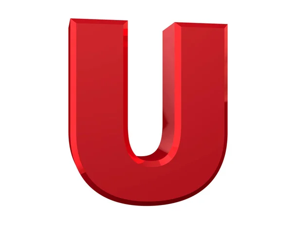 白色背景 3d 渲染上的红色字母 U — 图库照片