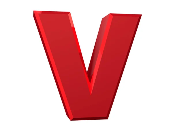 A piros betű V-ra fehér háttér 3D renderelés — Stock Fotó