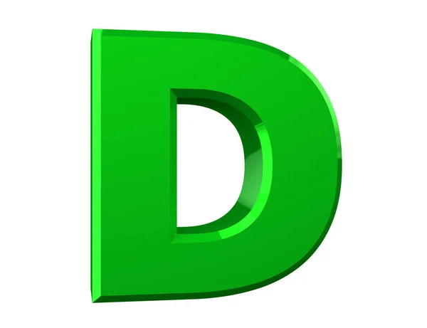 The green letter D on white background 3d rendering — Stock Photo, Image