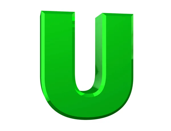 The green letter U on white background 3d rendering — Stock Photo, Image