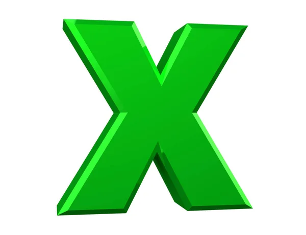 The green letter X on white background 3d rendering — Stock Photo, Image