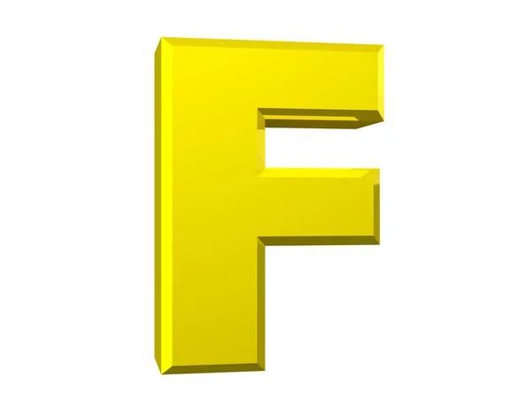 A sárga F betűt a fehér háttér 3D renderelés — Stock Fotó