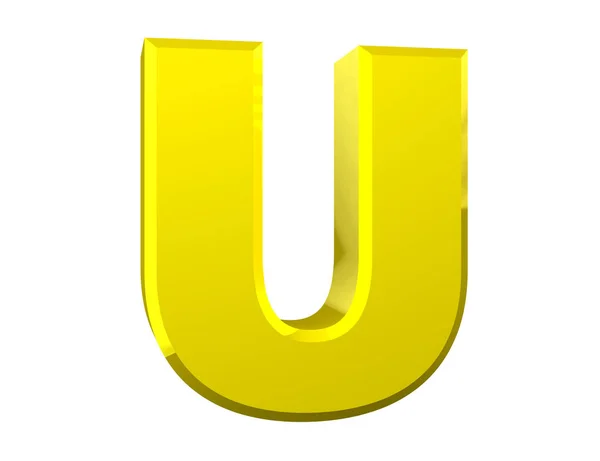 Желтая буква U на белом фоне 3d рендеринг — стоковое фото