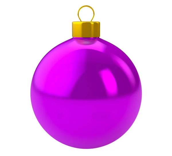 Palla di Natale viola su sfondo bianco — Foto Stock
