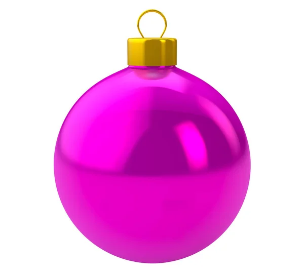 Palla di Natale rosa su sfondo bianco — Foto Stock