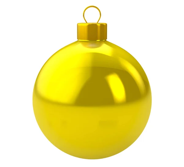 Bola de Natal amarelo no fundo branco — Fotografia de Stock