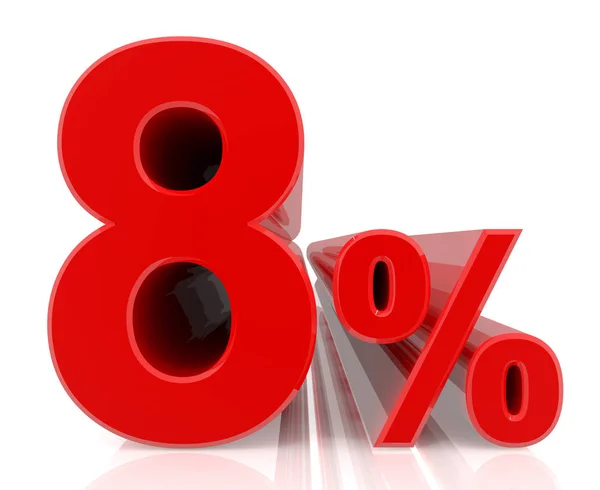 8% rosso rendering 3d — Foto Stock