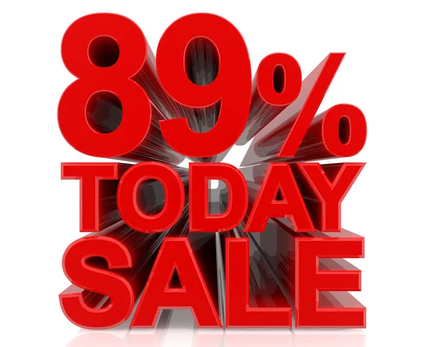 89% Dnes prodej slovo na bílém pozadí 3D vykreslování — Stock fotografie