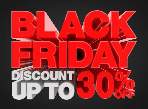 Black Friday Rabatt bis zu 30% auf Illustration 3D Rendering — Stockfoto