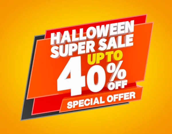 Halloween Super Sale Akár 40% Különleges ajánlat illusztráció 3d renderelés — Stock Fotó