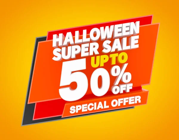 HALLOWEEN SUPER SALE UP TO 50 % SPECIAL OFFER illustration 3D rendering — 图库照片