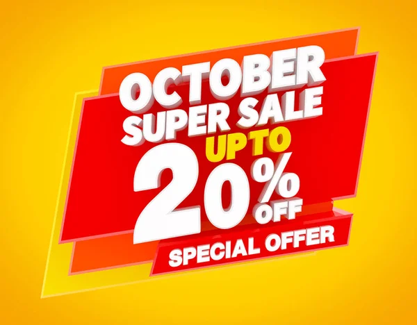 Oktober Super försäljning upp till 20% Special erbjudande illustration 3D-rendering — Stockfoto