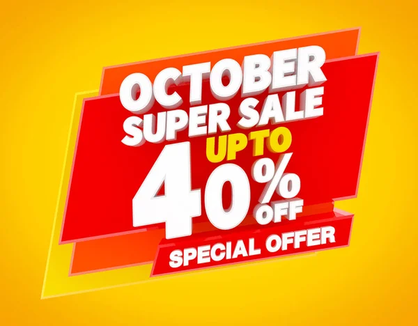 Oktober Super försäljning upp till 40% Special erbjudande illustration 3D-rendering — Stockfoto
