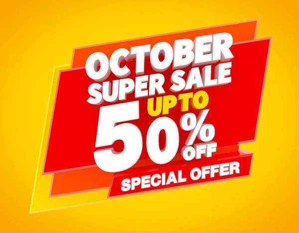 Oktober Super försäljning upp till 50% Special erbjudande illustration 3D-rendering — Stockfoto