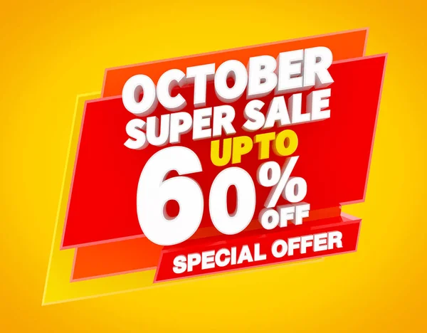 Oktober Super försäljning upp till 60% Special erbjudande illustration 3D-rendering — Stockfoto