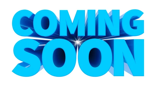 COMING SOON blue word on white background illustration 3D rendering — Stock Photo, Image