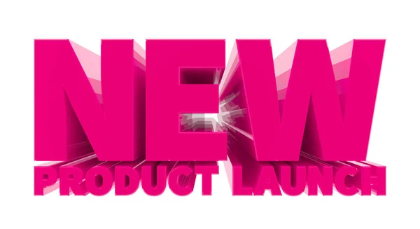 NEW PRODUCT LAUNCH pink word on white background ilustração 3D rendering — Fotografia de Stock
