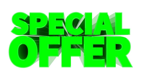 Speciale aanbieding groen woord op witte achtergrond illustratie 3D-rendering — Stockfoto