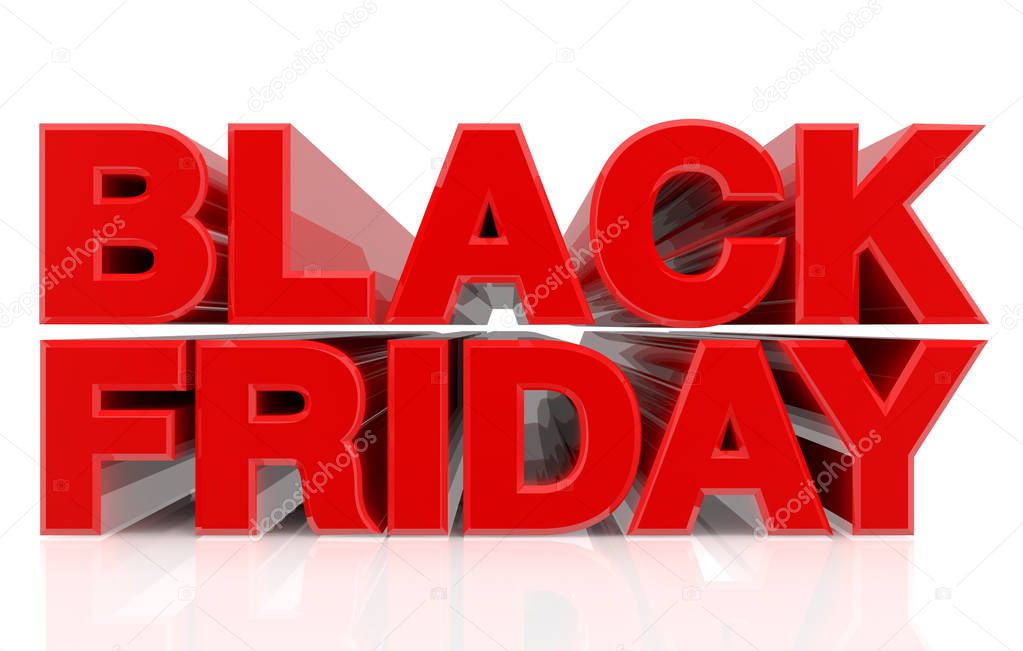 3D BLACK FRIDAY word on white background 3d rendering