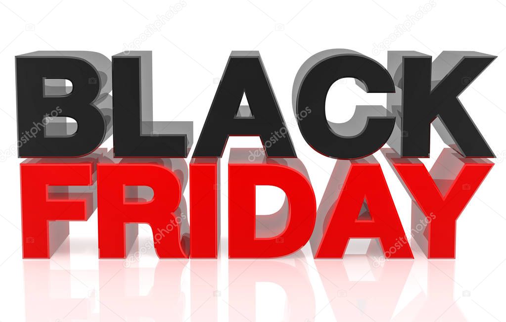 3D BLACK FRIDAY word on white background 3d rendering