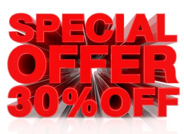 Beyaz arka plan 3D görüntüleme için% 30 indirimli teklif