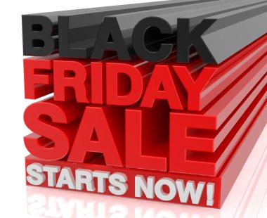 Siyah Cuma Satış Başlat Beyaz arka plan 3d render şimdi kelime