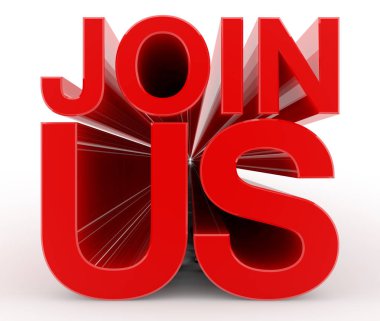 Beyaz arka plan illüstrasyon 3d render bize kelime katılın