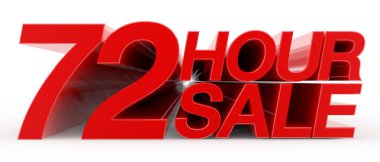 Beyaz arka plan illüstrasyon 3d render 72 Saat Satış kelime