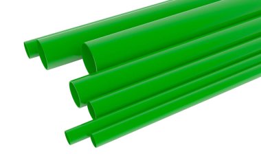 Beyaz arka plan illüstrasyon 3d render borular Pvc borular