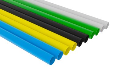 Beyaz arka plan illüstrasyon 3d render borular Pvc borular