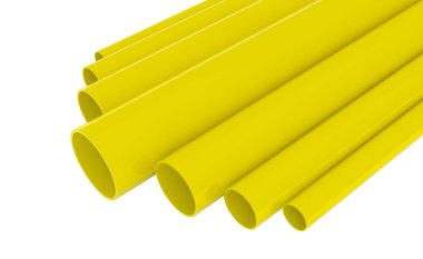 Beyaz arka plan illüstrasyon 3d render borular Pvc borular