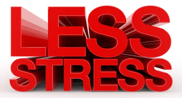 LESS STRESS слово на білому фоні ілюстрація 3D рендеринга — стокове фото