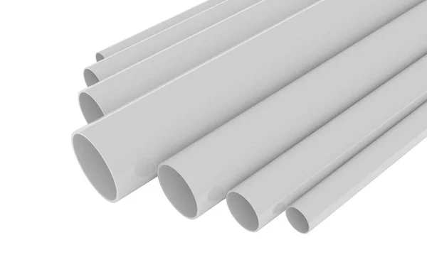 Tubes Tubes PVC sur fond blanc illustration rendu 3D — Photo