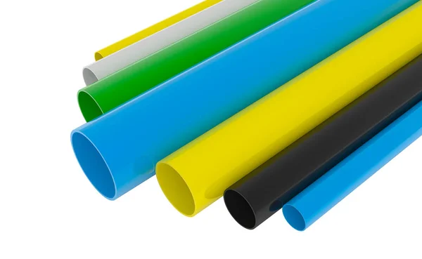 Tubes PVC pipes on white background illustration 3D rendering — Stock Photo, Image