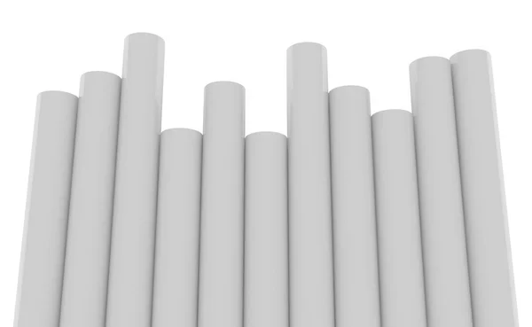 Tubos Tubos de PVC sobre fondo blanco ilustración 3D renderizado —  Fotos de Stock