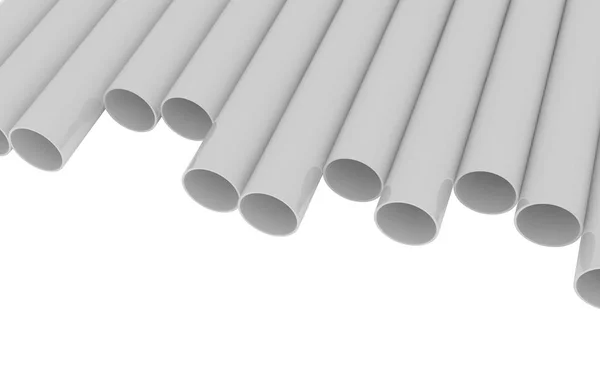 Tubes Tubes PVC sur fond blanc illustration rendu 3D — Photo