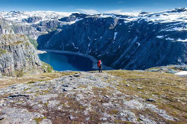 Fairytale Ringedalsvatnet lake in Norway. Trolltunga cliff