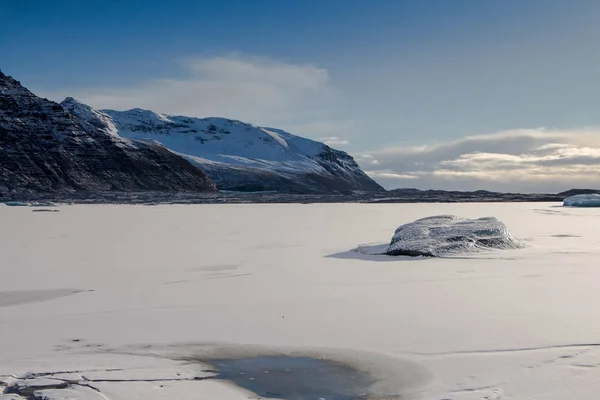 Vatnajokull 是冰岛最大和最庞大的冰盖 也是欧洲最大的冰块之一 美丽的冬天风景在冰岛 — 图库照片
