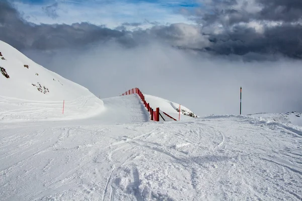 Vista Teleférico Vallon Pistas Esqui Nevado Dolomites Itália — Fotografia de Stock